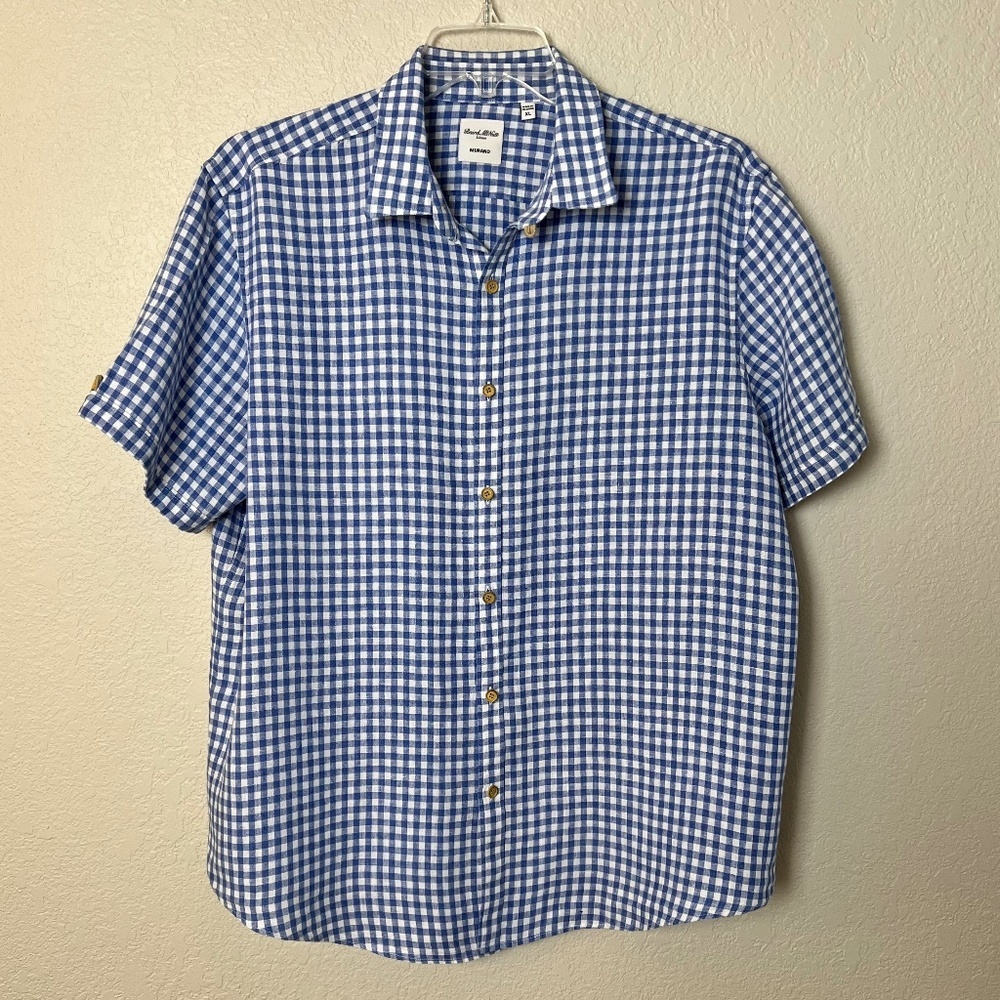 Murano Baird McNutt 100% Linen Botton Down Gingham Shirt